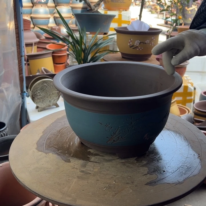 紫砂蓝中 口径27×15