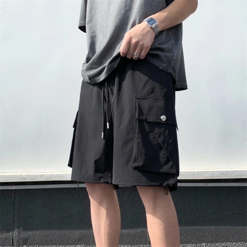 DK2409夏季冰丝凉感潮牌美式复古机能风宽松直筒工装短裤
