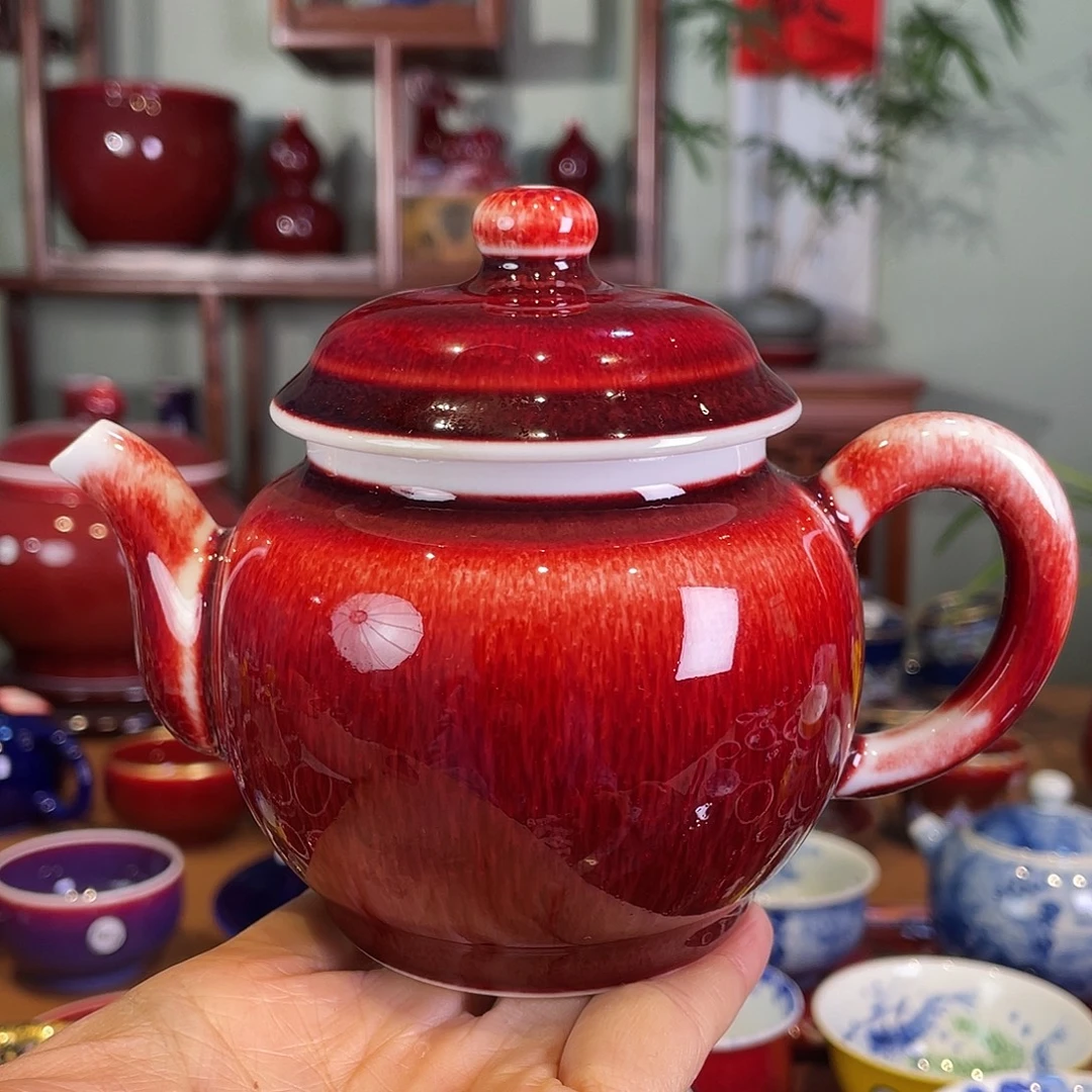 清欢雅玩原矿郎红宫灯壶