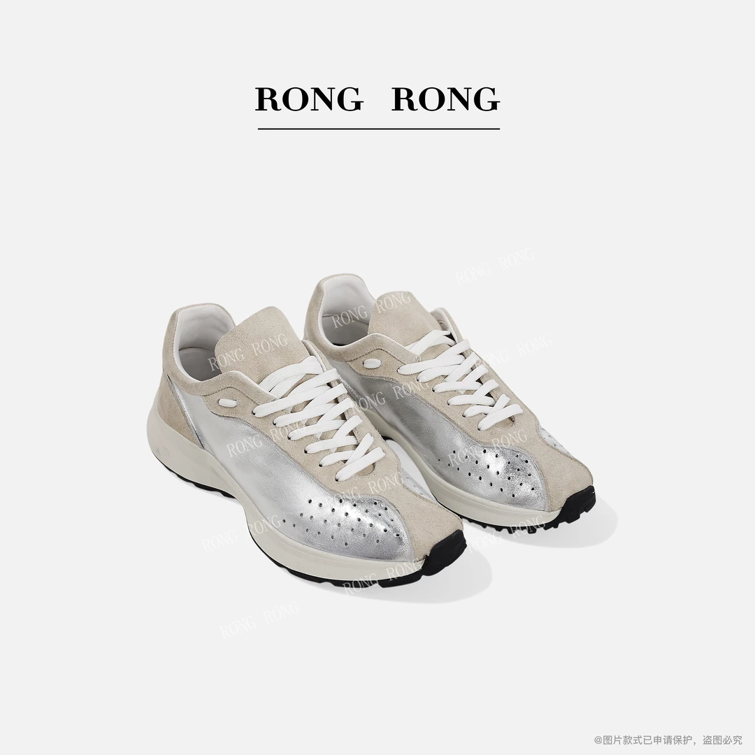 溶溶RONGRONG 超软环保牛皮撞色拼接小香风休闲鞋运动鞋2516RR