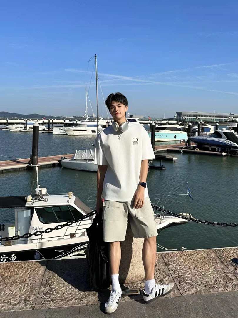 短袖休闲日常青年常规夏季纯棉落肩宽松圆领T恤