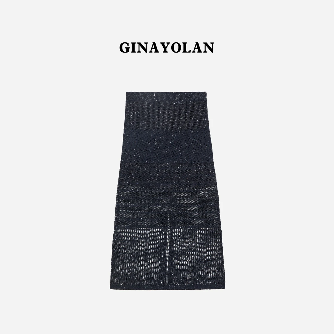 GINAYOLAN/ 瑾颜 | 春夏新品时尚亮闪珠片针织半裙