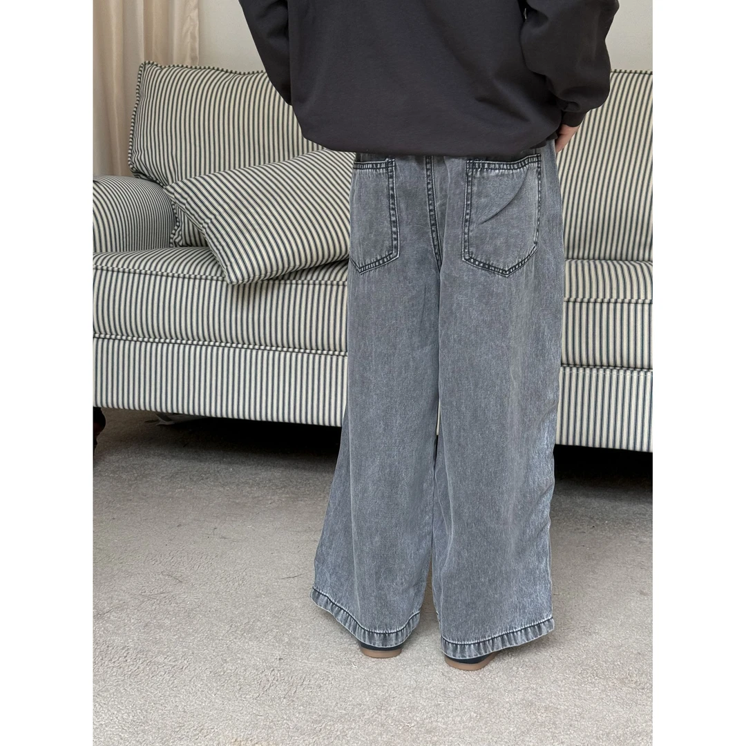 2025春夏新款男女童时尚直筒牛仔裤夏装薄款儿童天丝棉休闲水洗阔