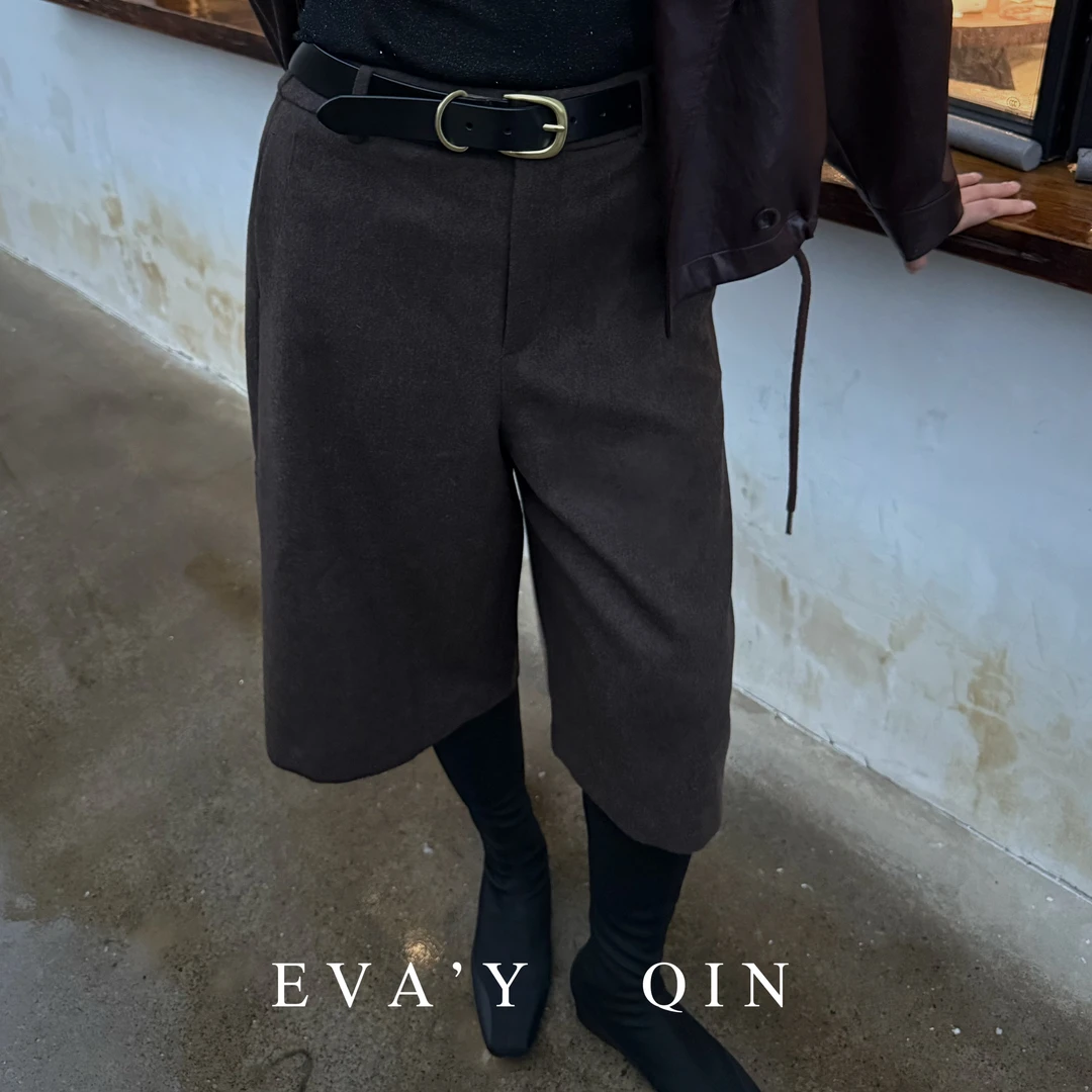 Eva’Y丨“羊毛中裤”极简松弛慵懒高级感百搭羊毛呢中裤