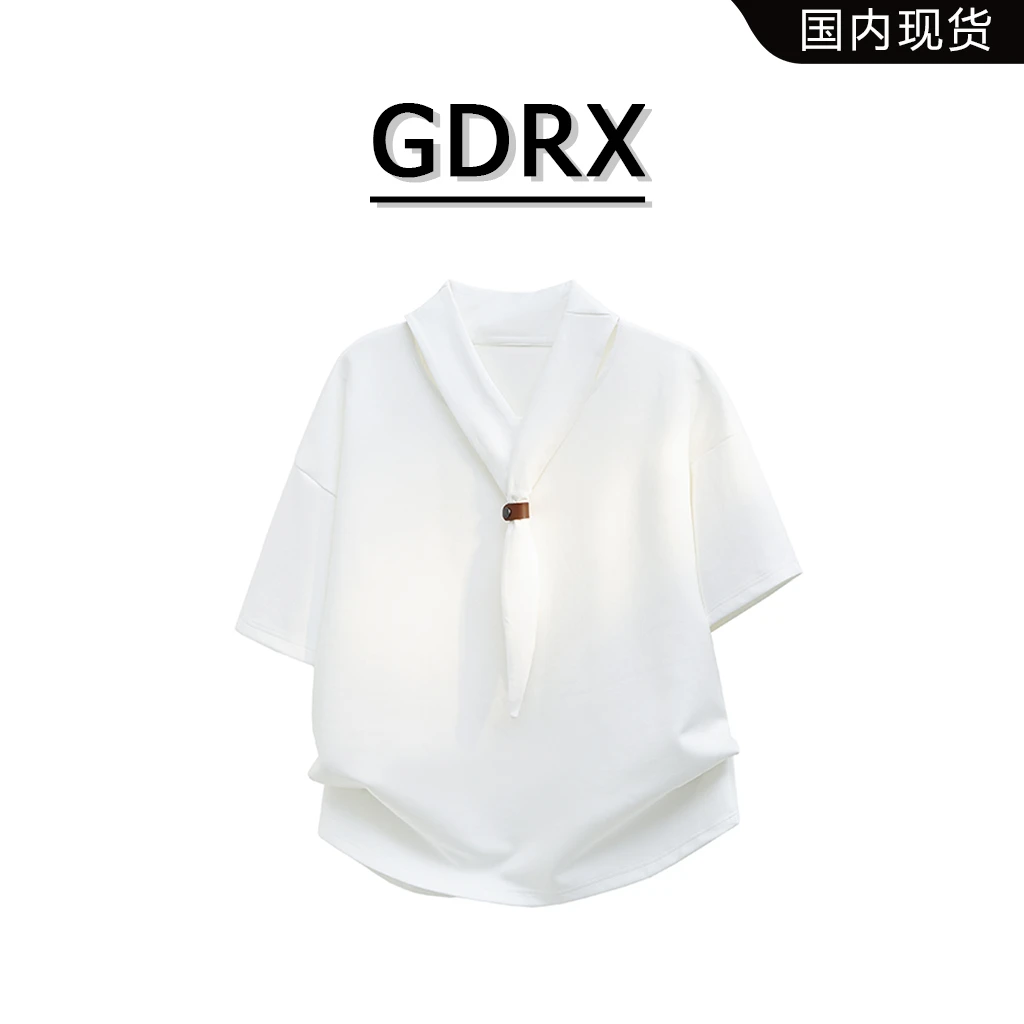 GDRX美式设计感短袖T恤2025夏季新款休闲小众时尚轻奢男士上衣