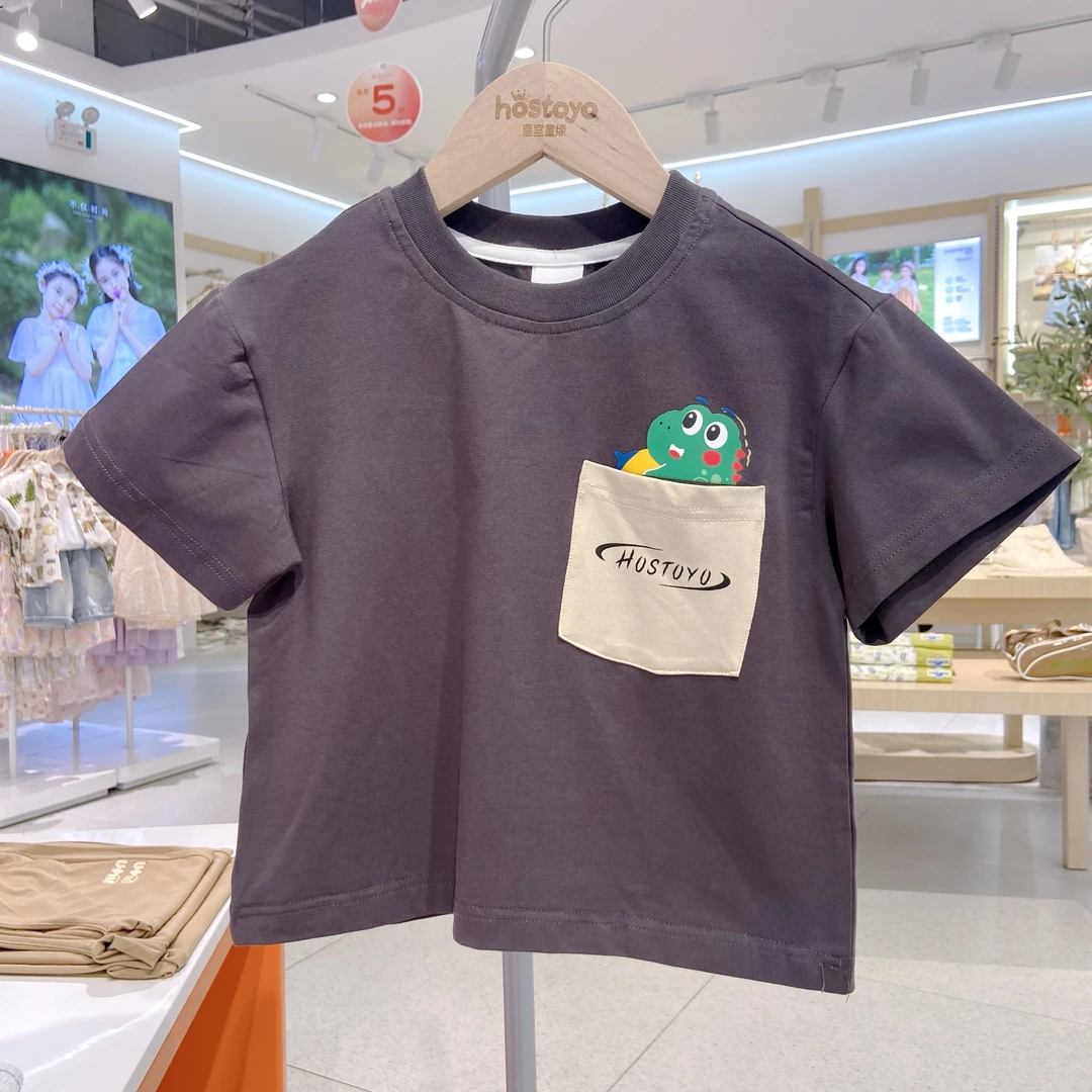 【恐龙】2025男童夏装凉感短袖时尚休闲T恤中小童印花17280235026