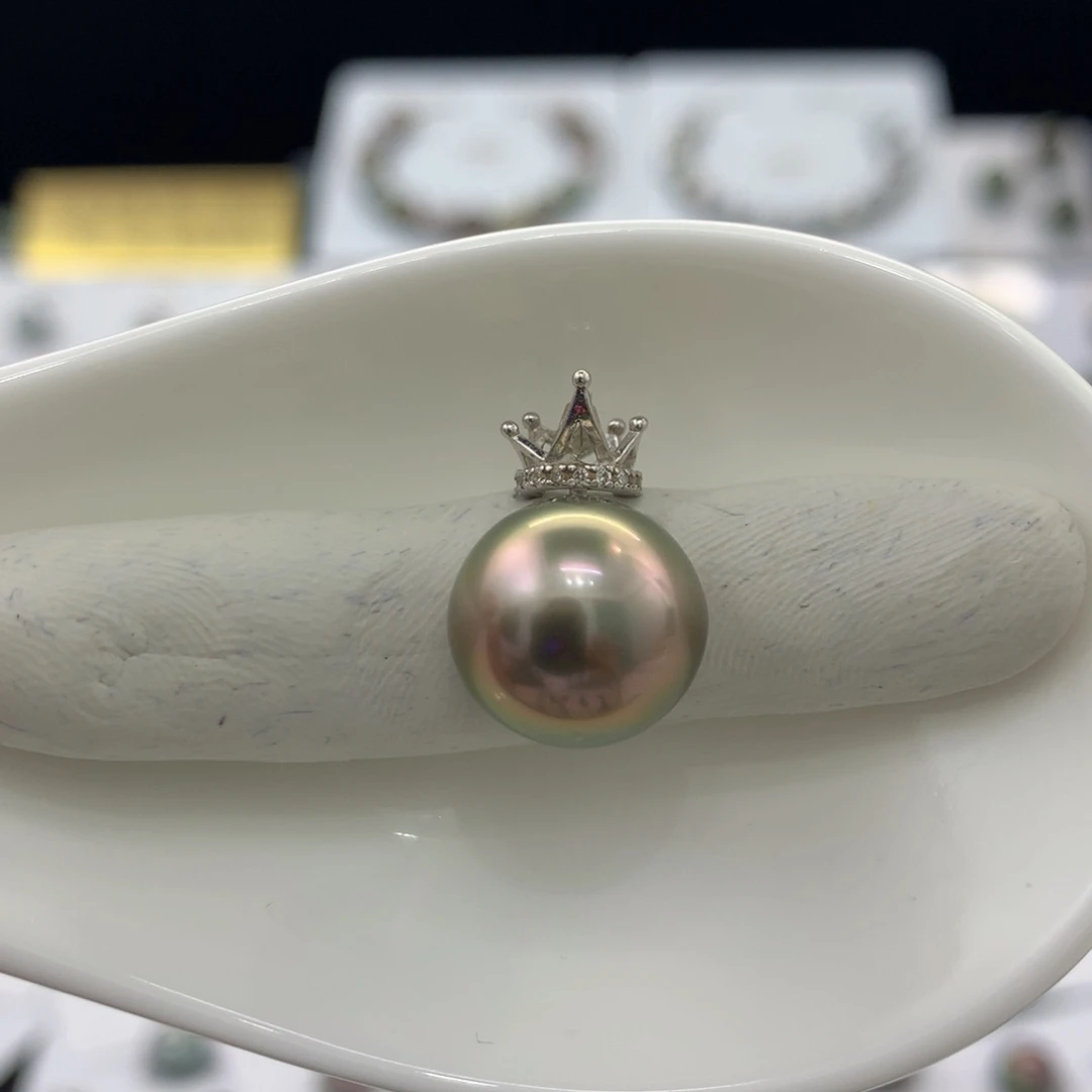 未镶嵌裸珠定制海水珍珠12.1mm金粉仙色特别干净