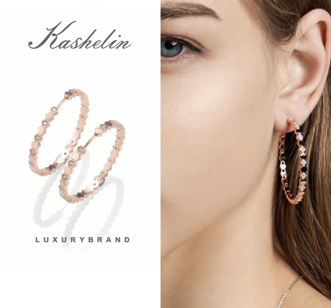 OF 法★【高定】KASHELIN 设计师款蜂巢大圈耳环~8638