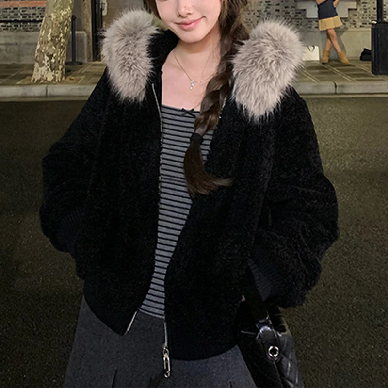 简约复古洋气高级感时尚百搭外套女2025冬季新款潮流小众长袖棉衣