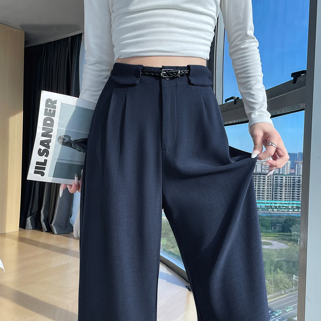 休闲阔腿裤女春秋季高级垂感2025新款直筒韩系慵懒松弛感拖地长裤