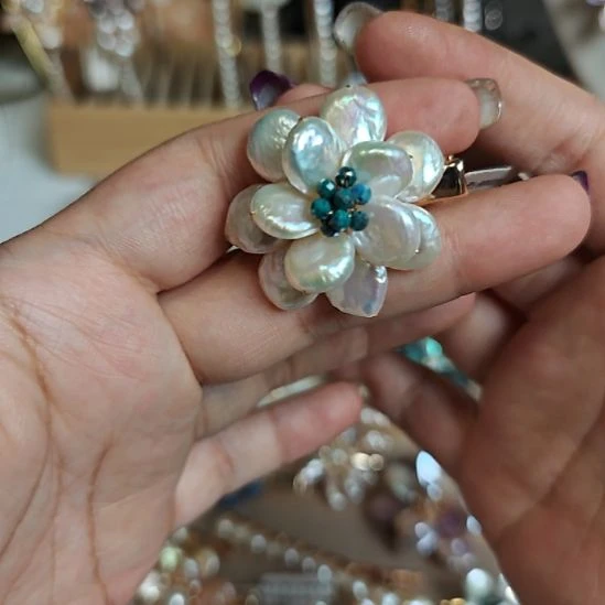 铜合金双层白色精致花花鸭嘴夹