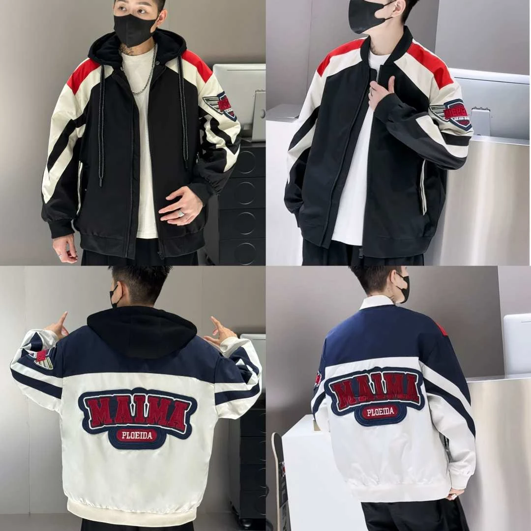 青少年男生秋冬机车棒球服外套韩版港风刺绣男帅气飞行服夹克02