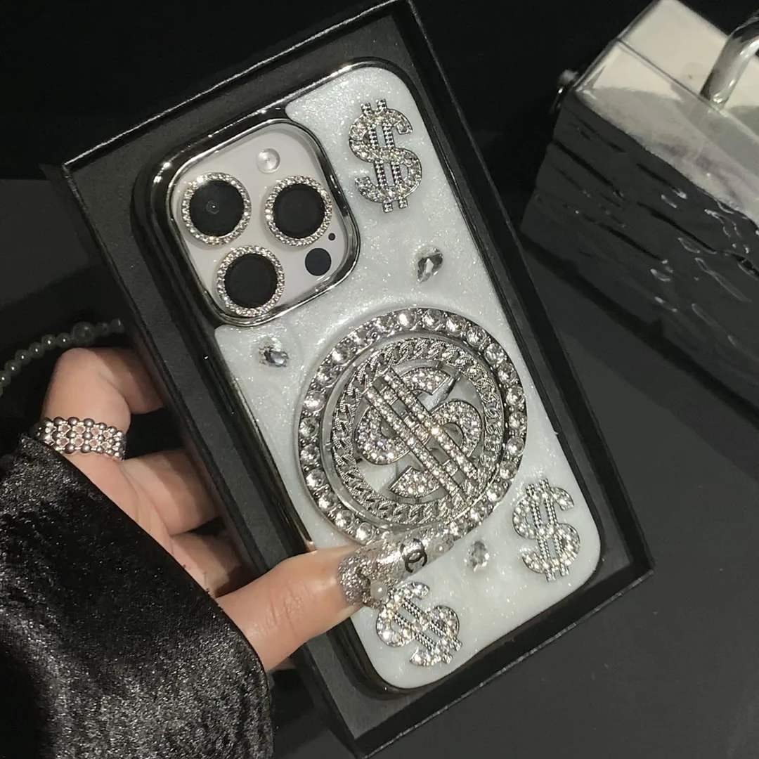 Ins风轻奢高级转盘重工复古手机壳适用苹果16promax/15pro/14/13