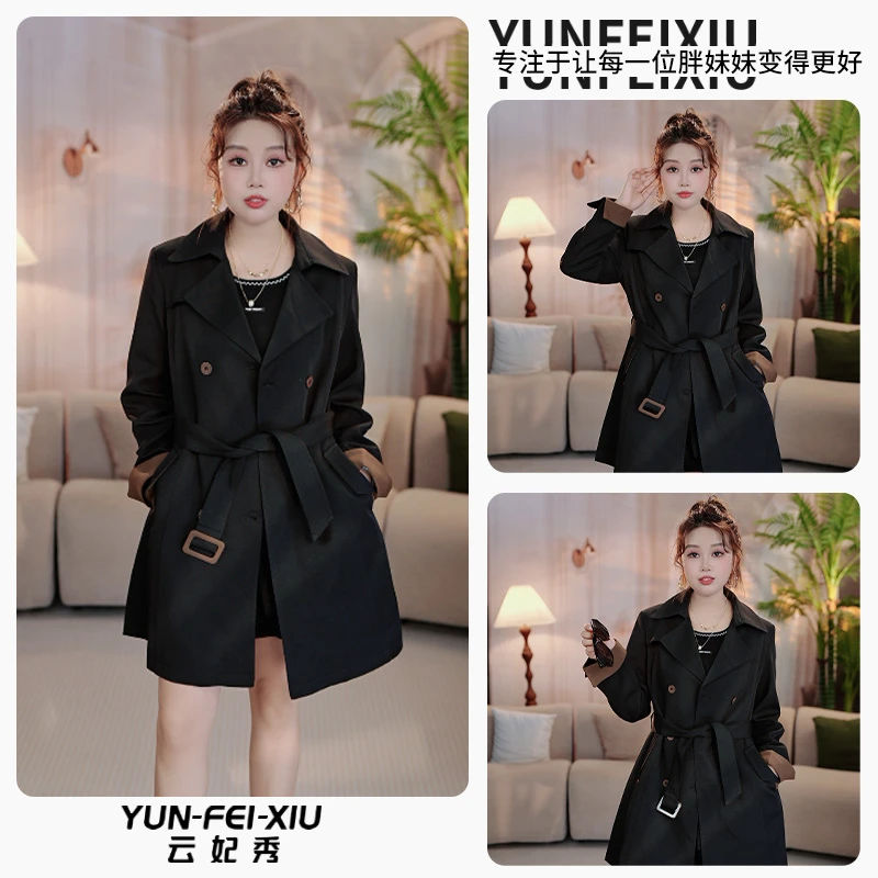 云妃秀大码女装外套休闲胖妹妹显瘦宽松减龄遮肉风衣秋季77096