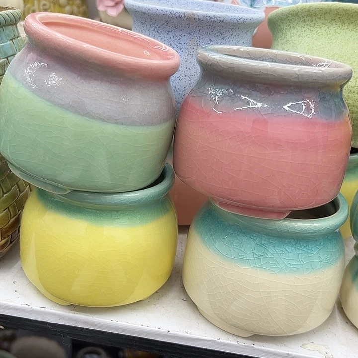 多肉绿植陶瓷花盆9.9包邮，有孔