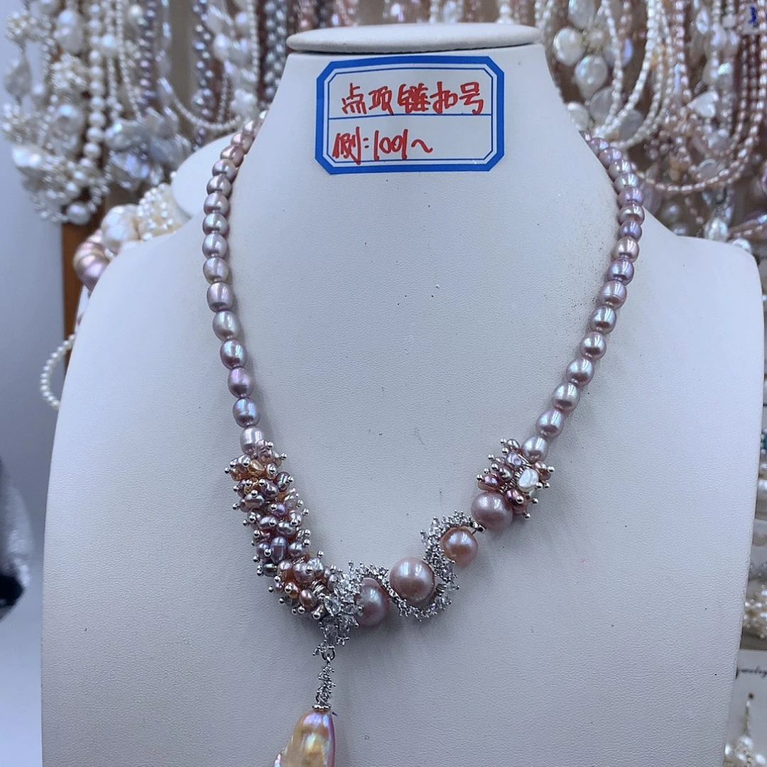 飞***t银S925镶嵌项链耳饰淡水珍珠