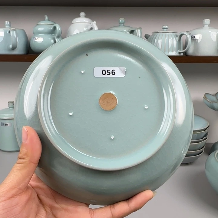 陶摆件汝瓷汝窑盘支钉烧仿古釉大瑕不退不换