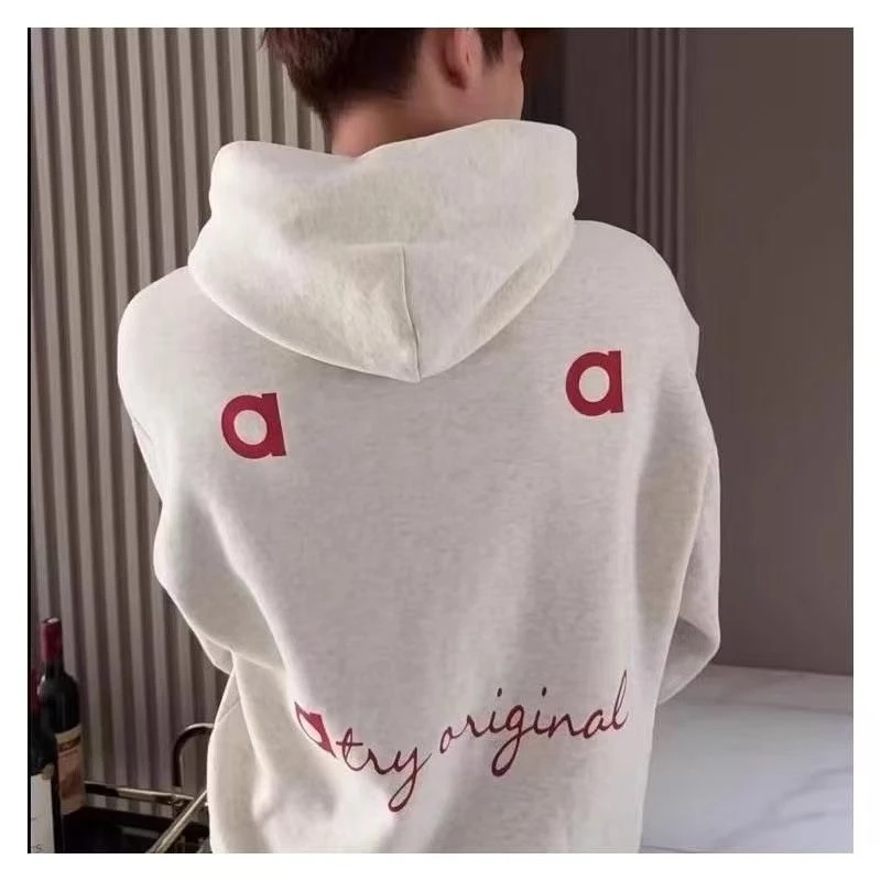 国潮美式字母刺绣连帽卫衣男秋季重磅oversize慵懒松弛感情侣上衣