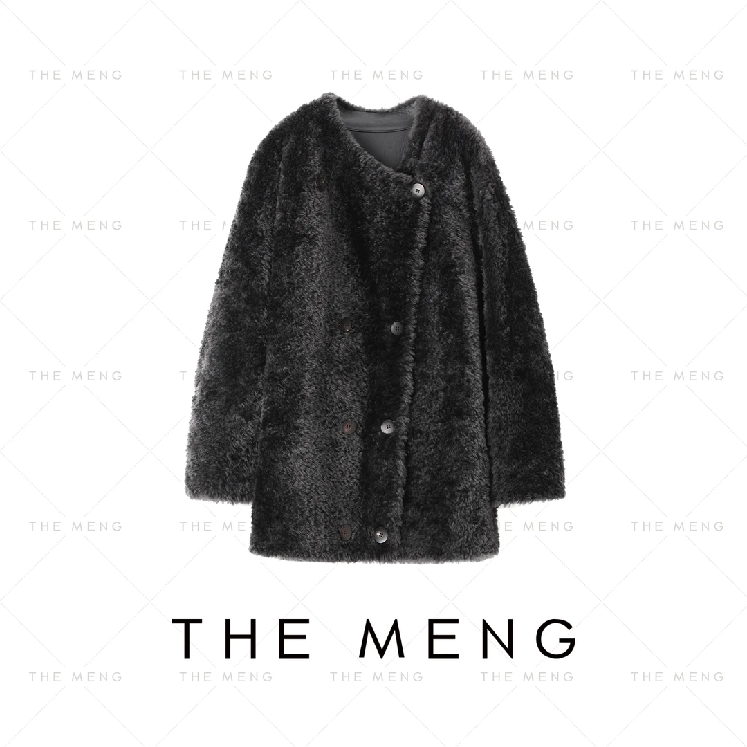 THE MENG【情话】Lacon拉贡羊皮革简奢显贵皮毛一体皮草#M253M1139