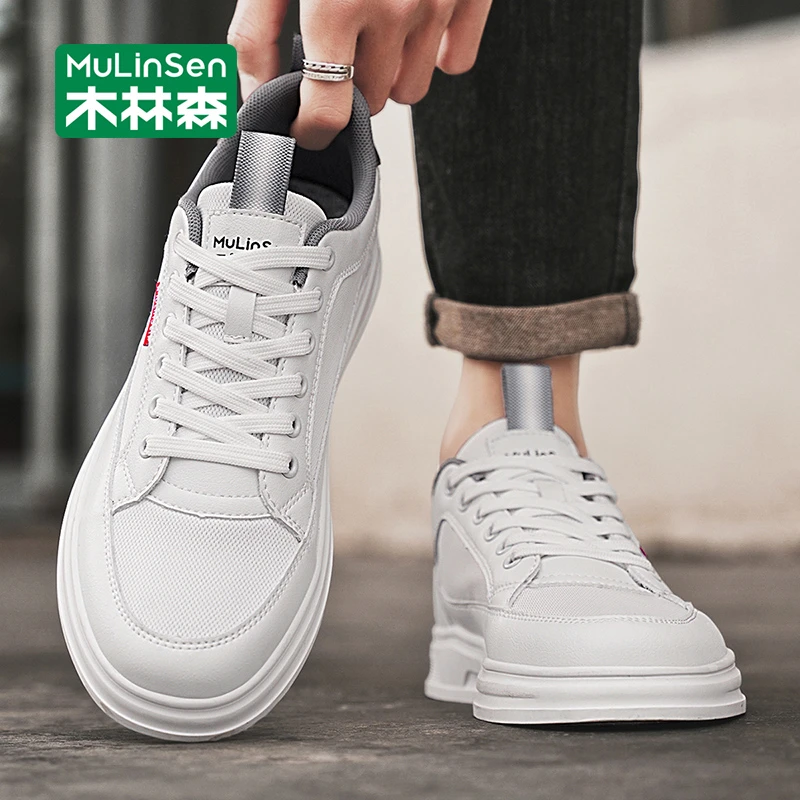木林森男鞋2025新款秋季休闲小白鞋男运动百搭网面透气百搭板鞋男
