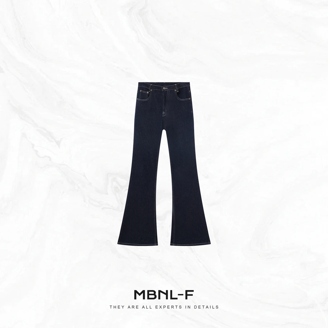 MBNL-F“超模蓝牛” 高级显瘦微弹中高腰微喇牛仔裤 秦磊XM-XNZ9217