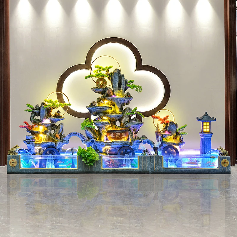 大型假山流水喷泉摆件庭院阳台公司循环水鱼池水景观开业乔迁新居