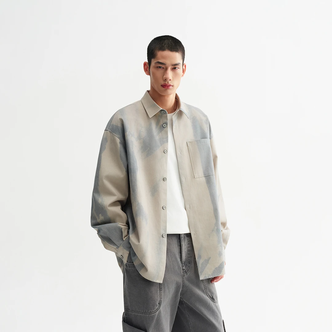 【黑水系列】CHINISM赤尘 定位印花斜纹长袖衬衫男春季新品