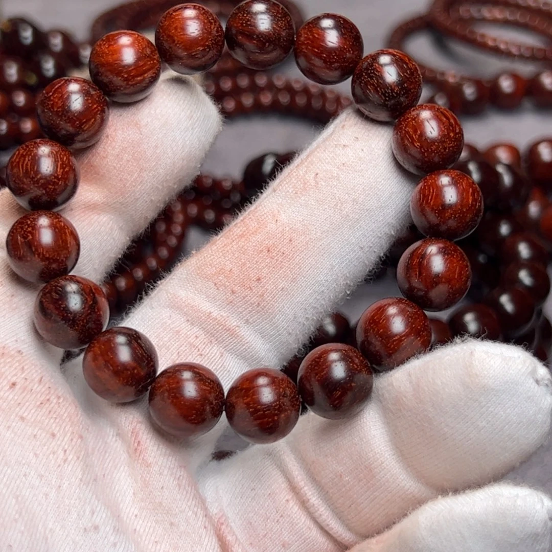 小叶紫檀手串/手链1.2 拆房老料狂野黑飘红 金星鳞底