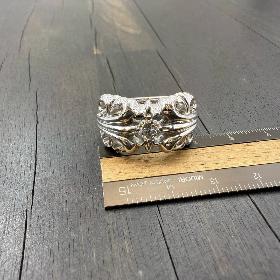 US9码 Chrome Hearts 克罗心 18k 白钻 K&T 戒指