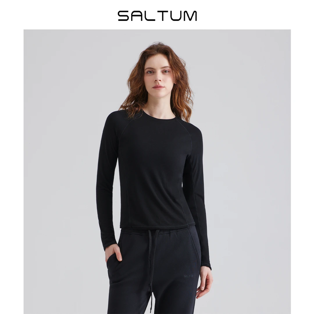 saltum美利奴羊毛长袖T恤速干透气针织衫跑步训练健身瑜伽上衣25