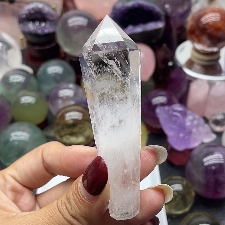珠宝半成品水晶未镶嵌52白水晶权杖高8.5