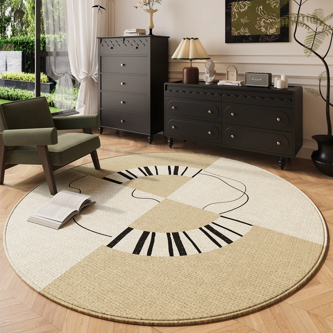 忘忧虫简约圆形客厅地毯免洗耐脏防滑沙发茶几垫大面积全铺地毯