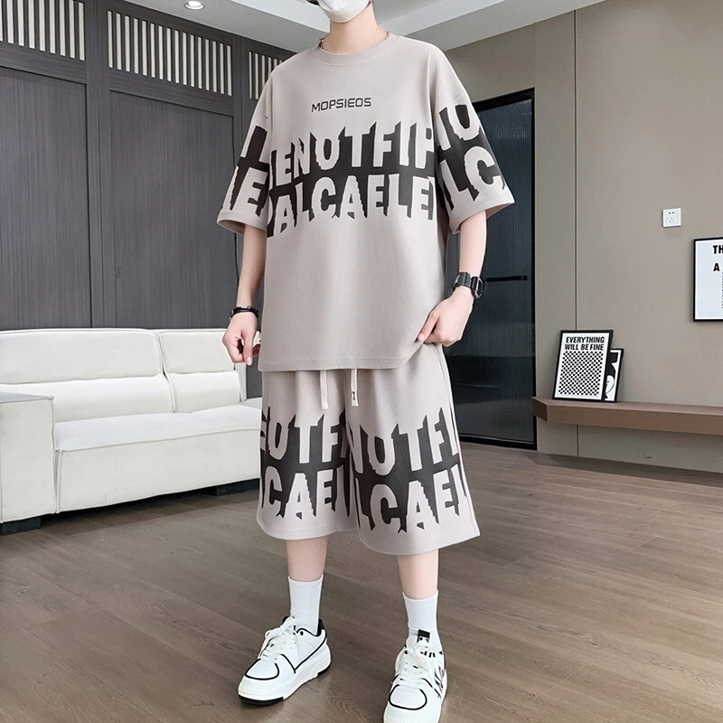 青少年潮流帅气男装搭配一整套男生酷帅穿搭套装宽松短袖短裤潮牌