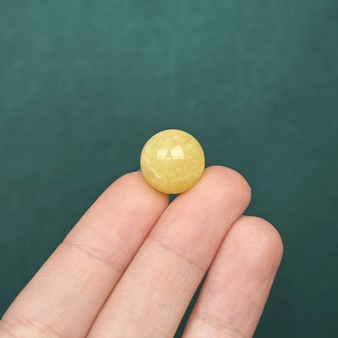A3737天然原矿蜜蜡 满蜡鸡油黄圆珠13mm 支持鉴定 假一罚十