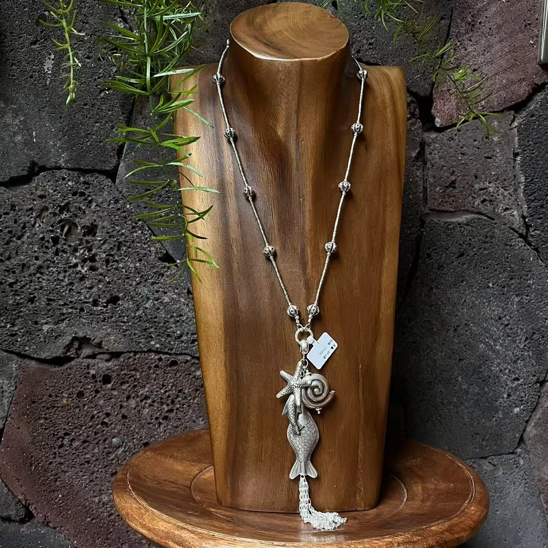 坠链均925银 【泰云匠】泰国手工925银69.6克海洋主题毛衣链