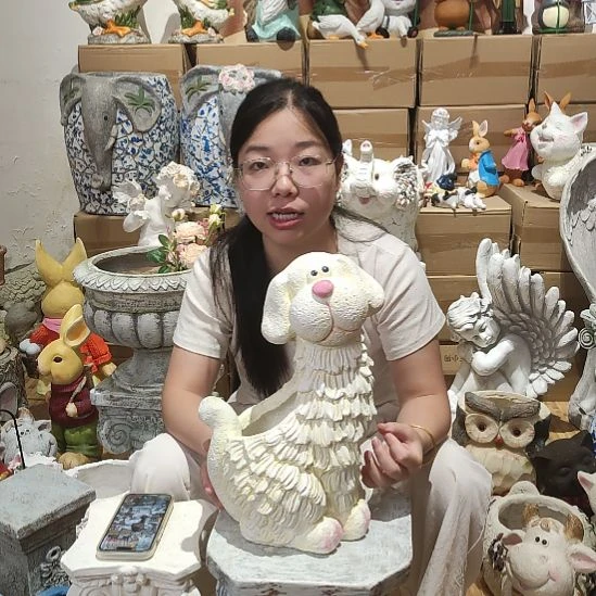 合成树脂氧化镁奶油狗花盆