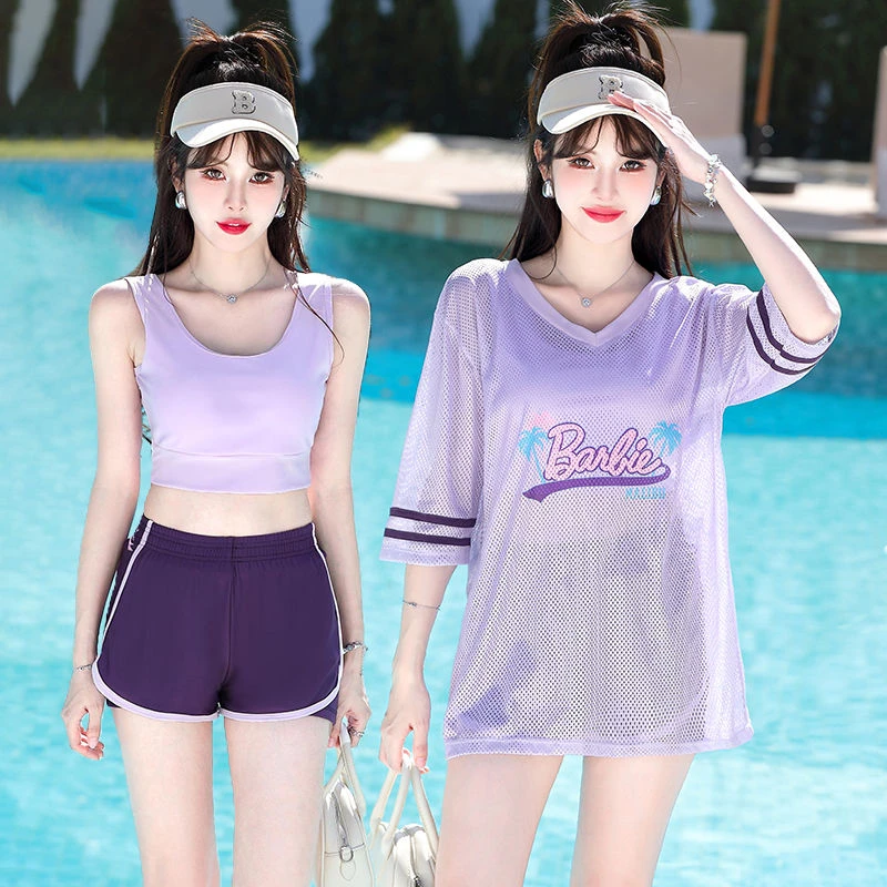 游泳衣女士温泉分体式三件套2025年新款爆款保守大码胖mm显瘦遮肚