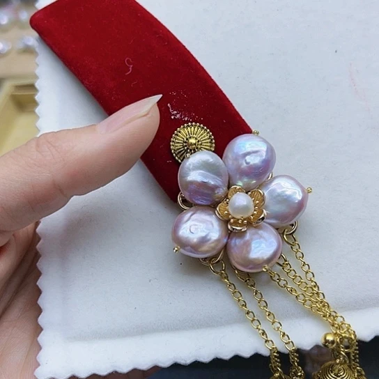 淡水珍珠胸饰银S925镶嵌邓****儿