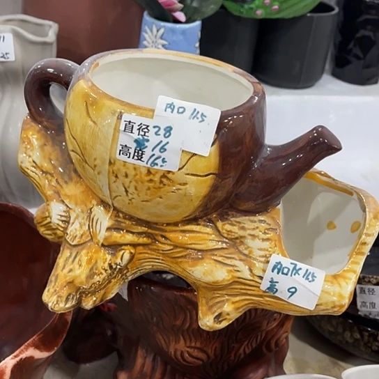 多肉绿植陶瓷花盆9.9包邮，有孔