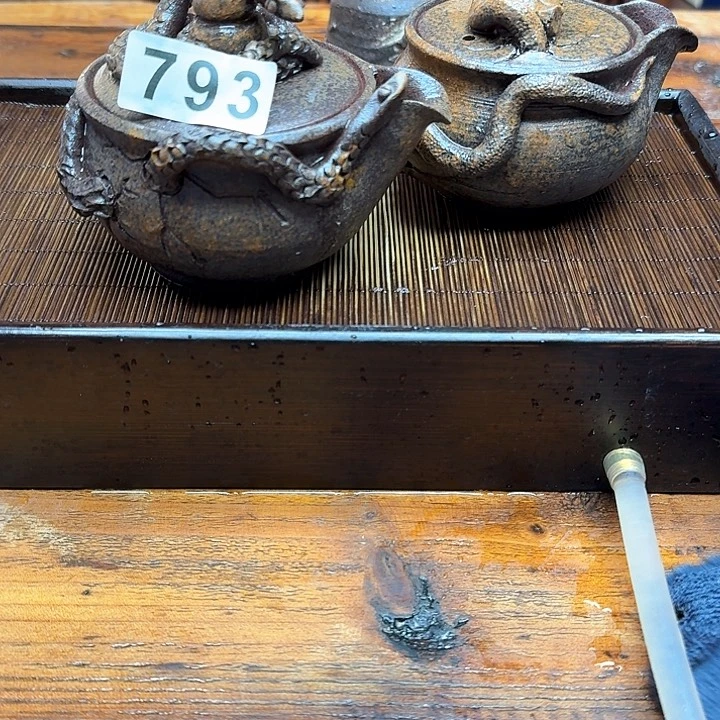 纯手工制作粗陶茶具拈**笑