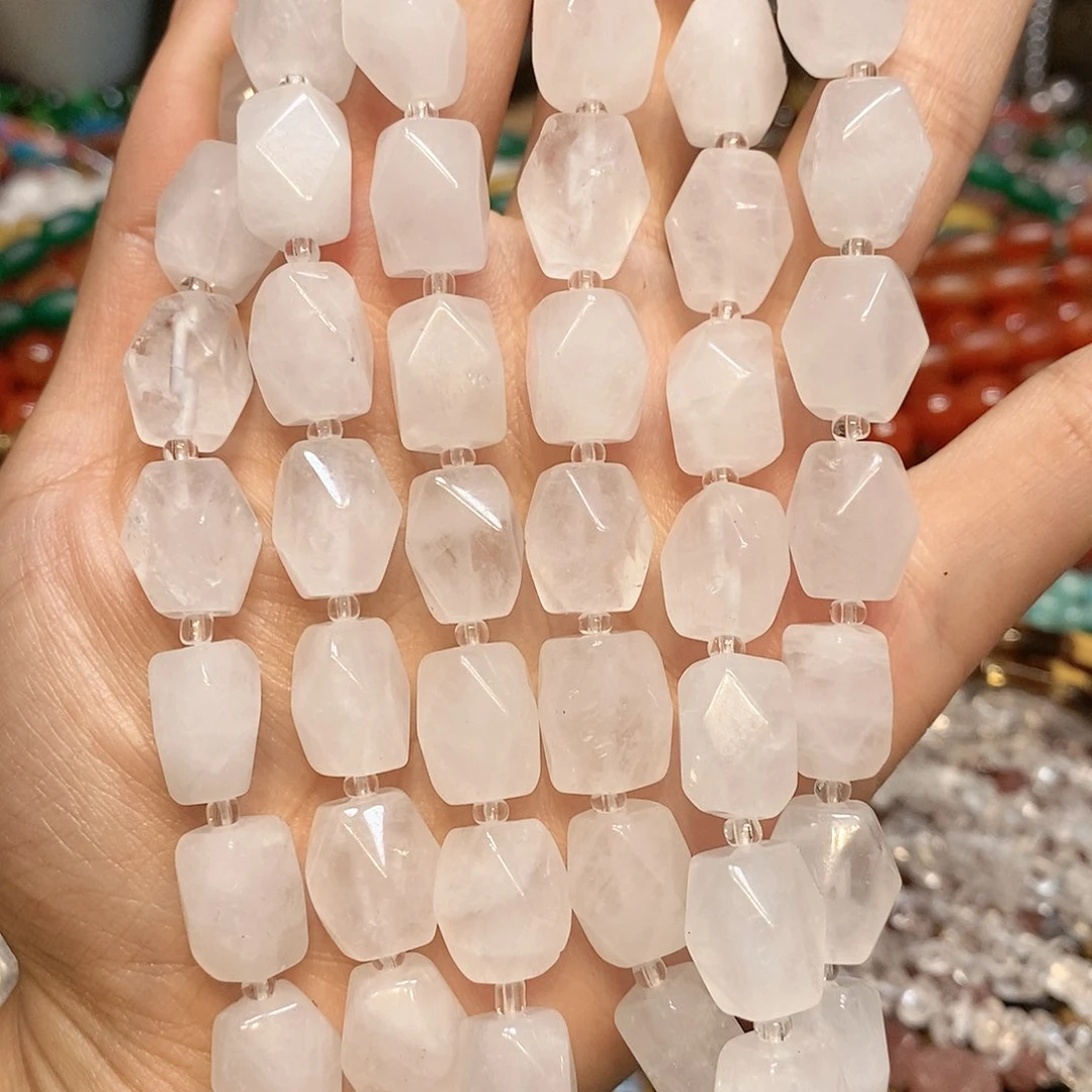 玛瑙/玉髓散珠天然白水晶长八棱一条