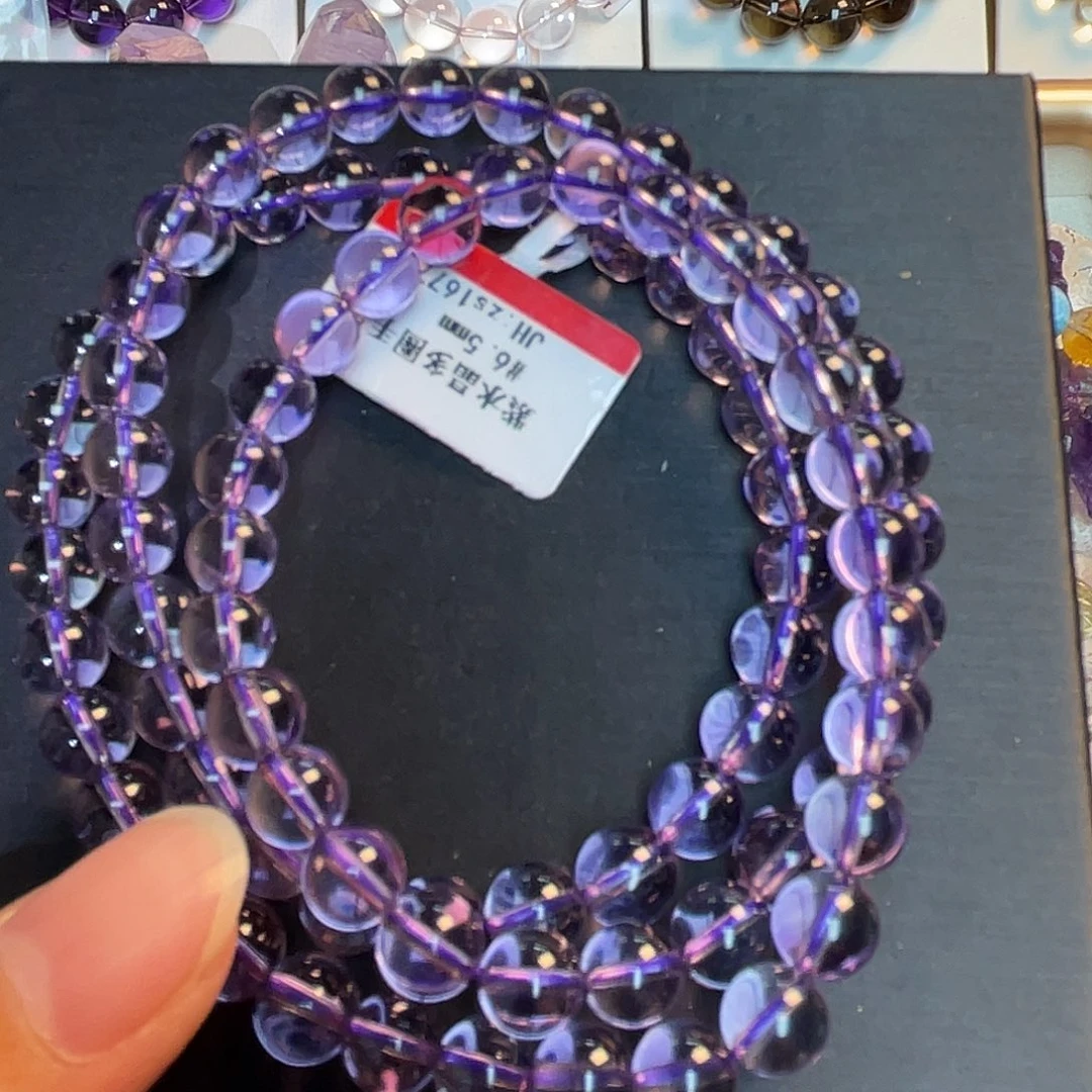 水晶手串未镶嵌紫水晶6.5mm多圈zs1677 97号
