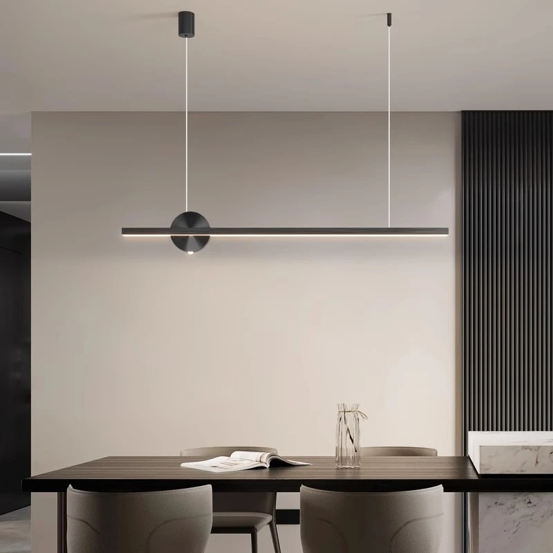现代极简餐厅吊灯简约创意设计高端吧台岛台餐桌一字长条护眼灯具