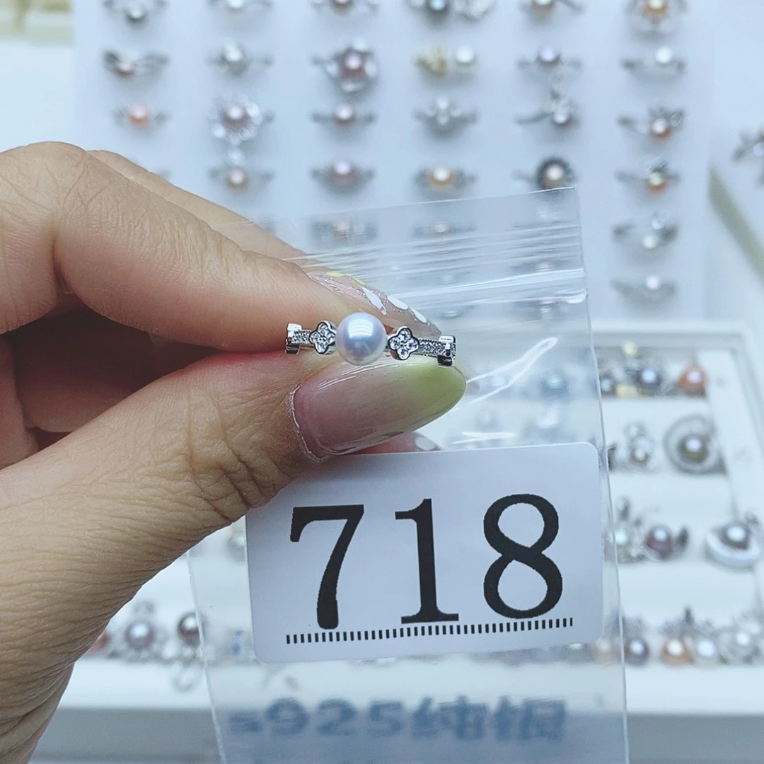 M****戒指银S925镶嵌淡水珍珠718
