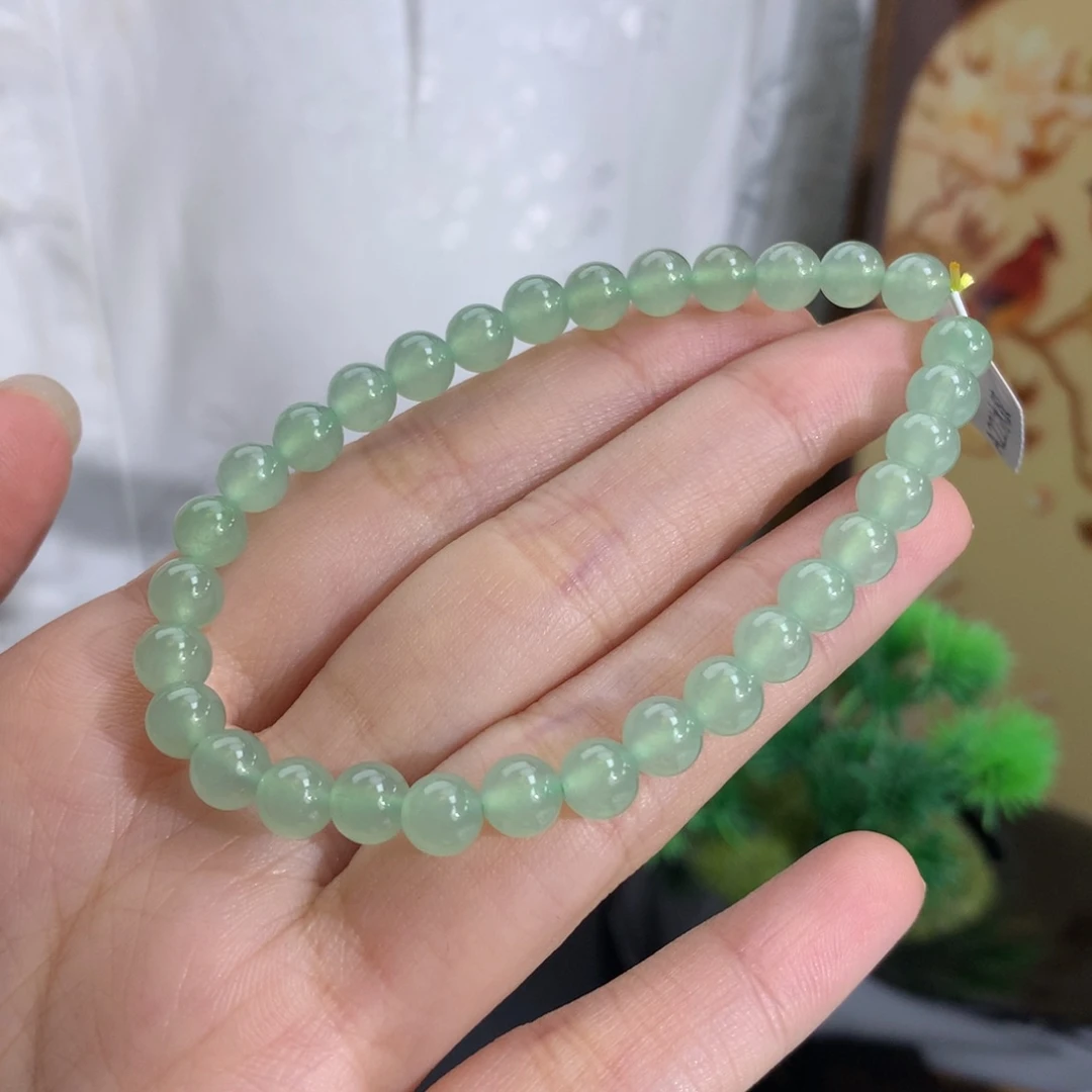 未镶嵌手串翡翠卡6.0冰胶晴绿