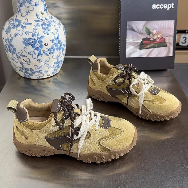 德训阿甘25春真皮复古百搭学院风拼色休闲系带德训阿甘鞋时尚夏季