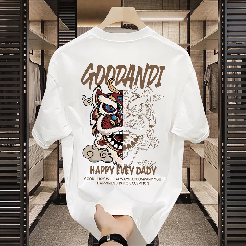 仓石一树痞帅重磅男士短袖T恤夏季潮流ins宽松百搭印花情侣款上衣