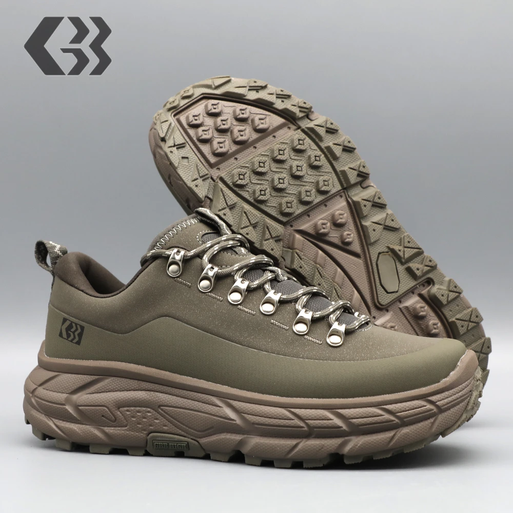 新款秋冬季户外越野徒步男鞋皮革面防水防滑轻便增高旅游登山鞋