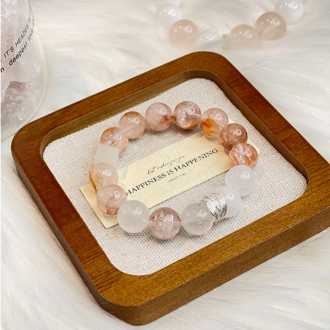 天然水晶设计款 红胶花水晶多样性发一  颜色微差