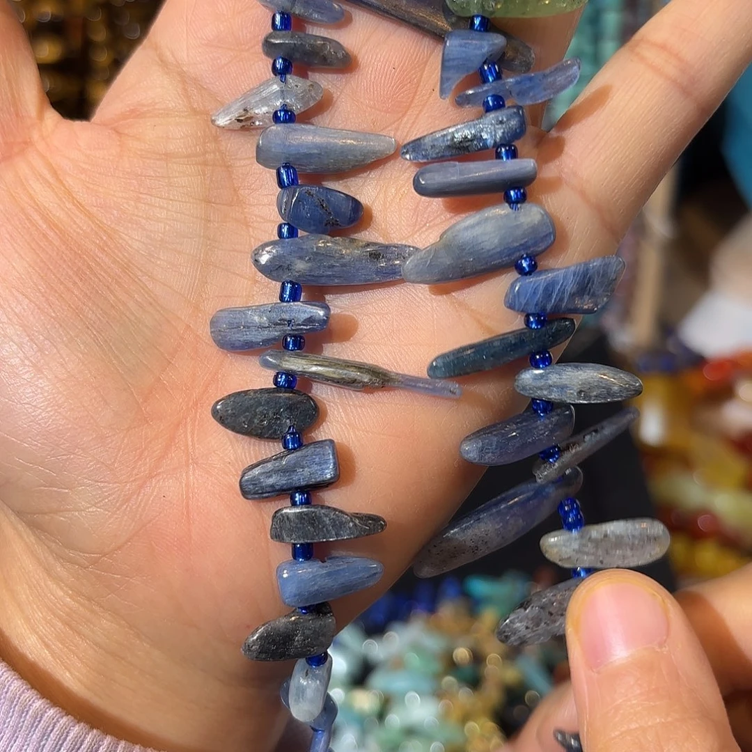 玛瑙/玉髓银S925镀金镶嵌珠宝半成品蓝晶石长牙